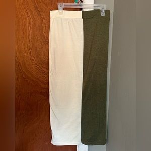 Midi Olive and cream skirt